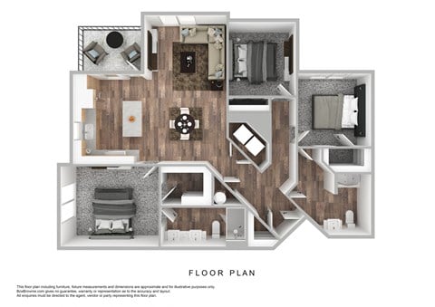 Floor plan for 3 beds, 2 baths, 1450 sqft